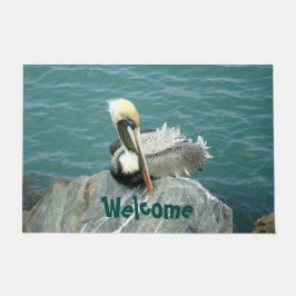 Felpudo Personalizado del pelícano que se sienta