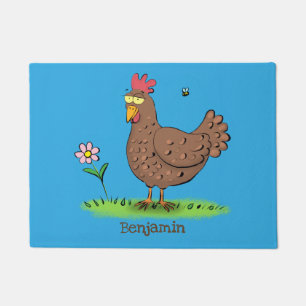 Felpudo Personalizado divertido de pollo rústico y caprich