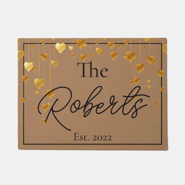 Felpudo Personalizado Dorado Calentamiento de casas | Nuev (Anverso)