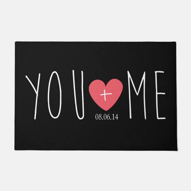 Felpudo Personalizado el corazón con fecha Boda (Anverso)