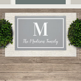 Felpudo Personalizado elegante gris y blanco Monograma ini