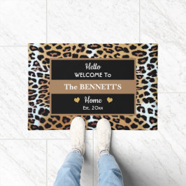 Felpudo Personalizado Elegante impresión de Leopardo Blanc