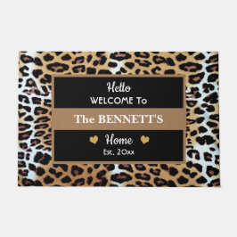 Felpudo Personalizado Elegante impresión de Leopardo Blanc