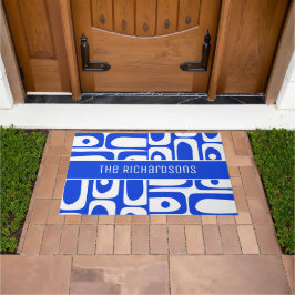 Felpudo Personalizado en blanco y azul moderno de mediados