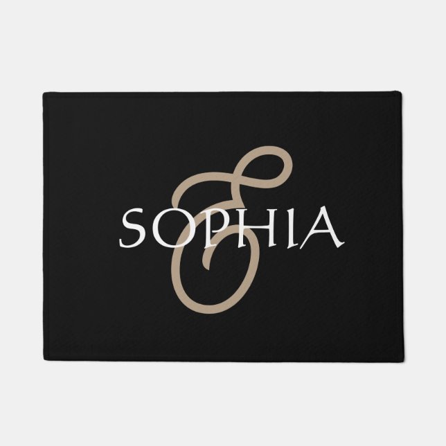 Felpudo Personalizado en oro negro con monograma  (Anverso)