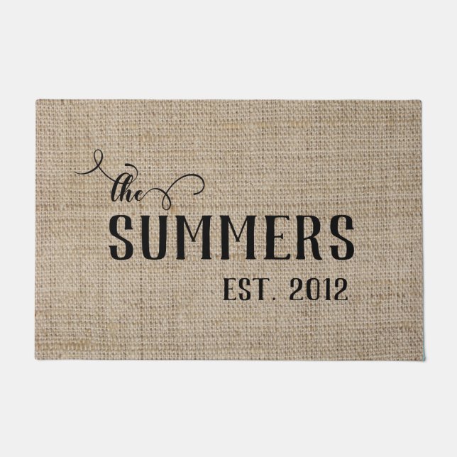 Felpudo Personalizado Familia Nombre de Familia Fecha (Anverso)