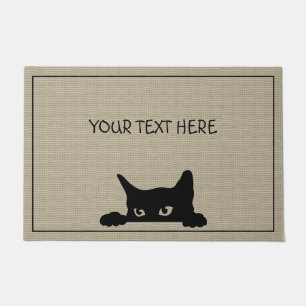 Felpudo Personalizado Faux Burlap Cat Doormat   Enorme