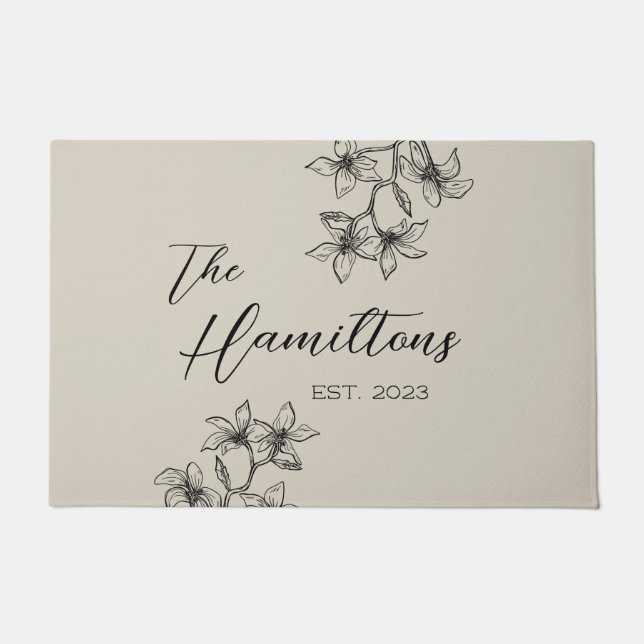 Felpudo Personalizado floral de granja Beige (Anverso)