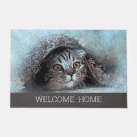 Personalizado Foto gato gatito bienvenido gris de