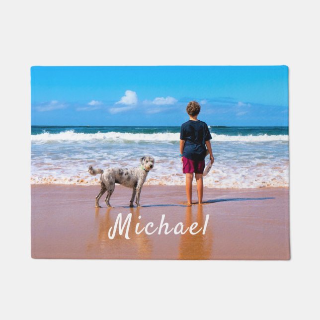 Felpudo Personalizado Foto y nombre de su Mascota Doormat (Anverso)