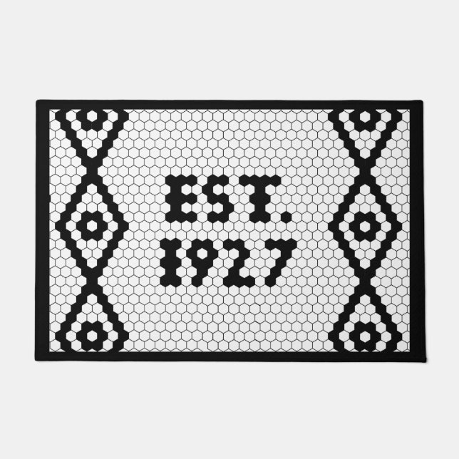 Felpudo Personalizado Fundada 1927 Hex Tile Doormat (Anverso)
