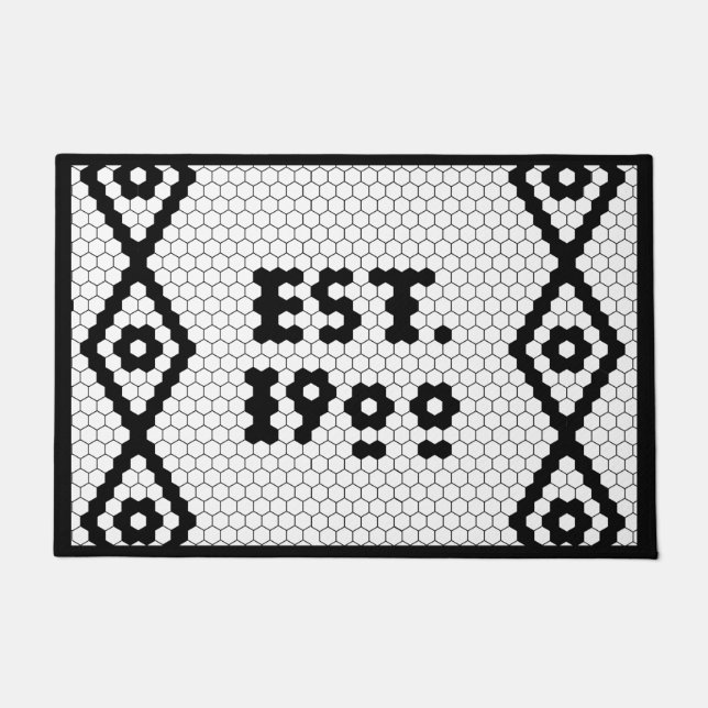 Felpudo Personalizado Fundada En 1900 Hex Tile (Anverso)