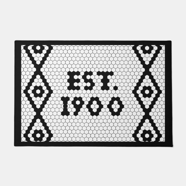 Felpudo Personalizado Fundado 1900 Hex Tile Doormat 3 (Anverso)