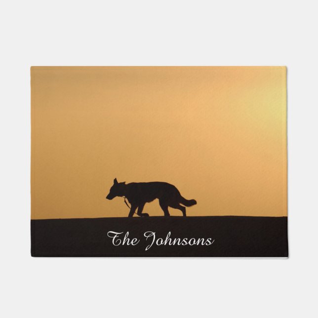 Felpudo Personalizado German Shepherd Dog Silhouette Sunse (Anverso)