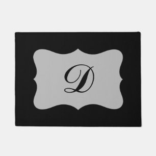 Felpudo Personalizado gris negro de la inicial del