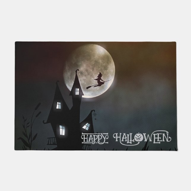 Felpudo Personalizado Halloween Cute Spooky Whimsical Blac (Anverso)
