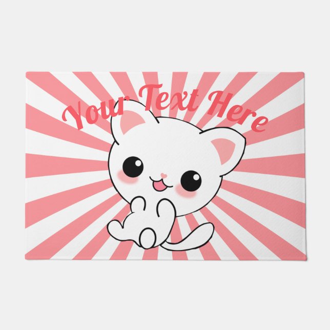 Felpudo Personalizado Kawaii White Kitten (Anverso)
