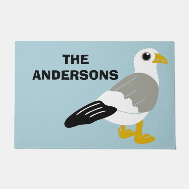 Felpudo Personalizado lindo gaviota azul claro personaliza (Anverso)