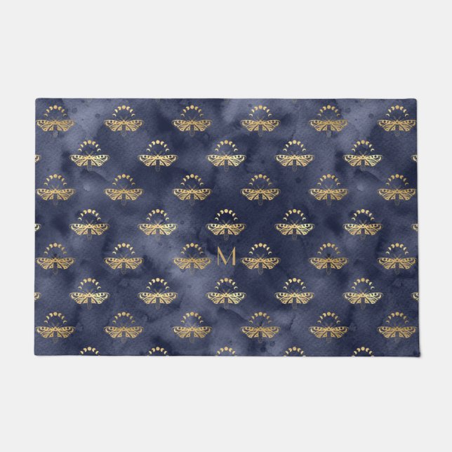 Felpudo Personalizado Lujo Dorado Abeja Noche Celestial (Anverso)