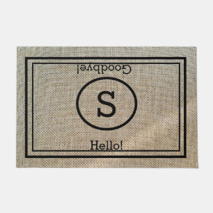 Felpudo Personalizado Monogrammed Hola y adiós Rustic