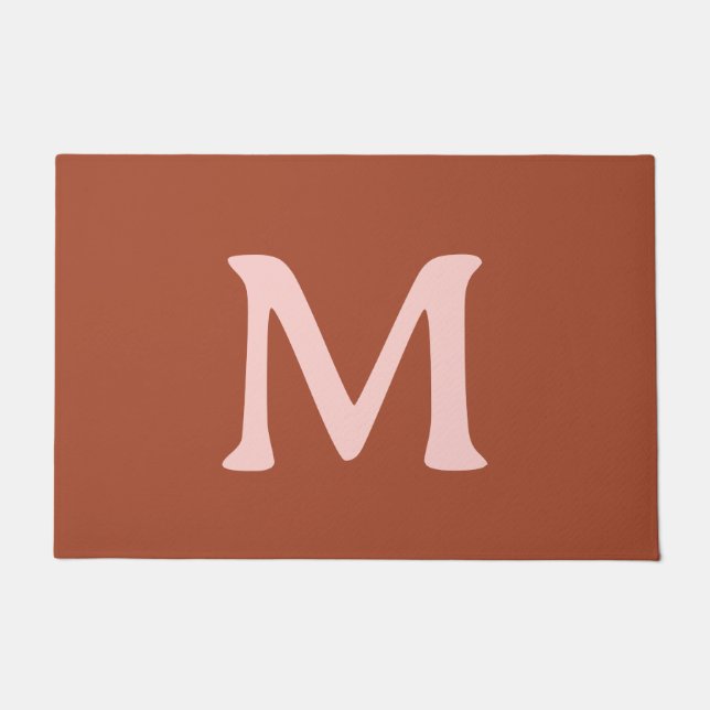 Felpudo Personalizado Naranja quemado Monograma (Anverso)