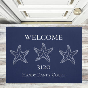 Felpudo Personalizado Nautical White Navy Doormat Blue Sta