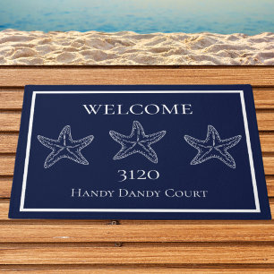 Felpudo Personalizado Nautical White Navy Doormat Blue Sta