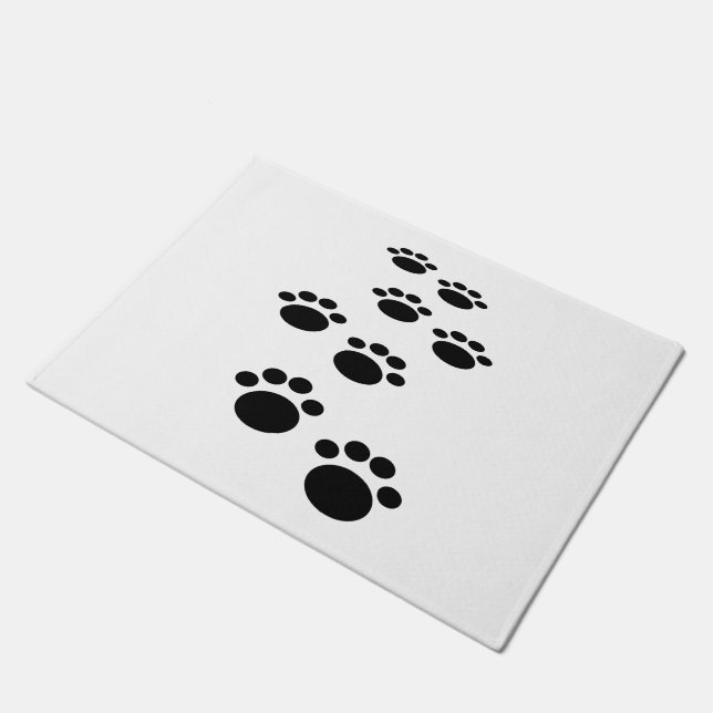Felpudo Personalizado negro lindo Mascota Paw Trail (Angular)