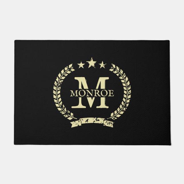 Felpudo Personalizado nombre familia escudo vintage logo g (Anverso)