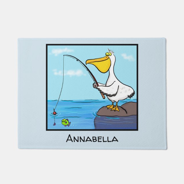 Felpudo Personalizado pelícano de pesca divertida (Anverso)