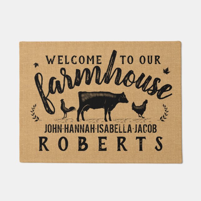 Felpudo Personalizado rústico del pollo de la vaca del (Anverso)