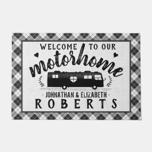Felpudo Personalizado RV Rusy Grey Plaid Farmhouse Lg