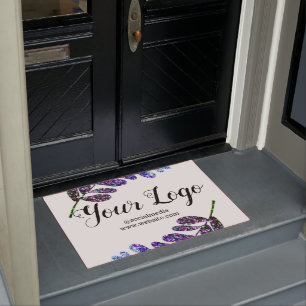 Felpudo personalizado simple hojas negras púrpura azul a