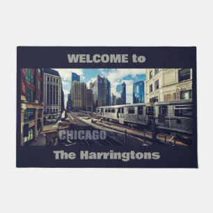 Felpudo Personalizado Text Chicago USA