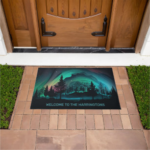 Felpudo Personalizado Texto Aurora Borealis Ilustracion