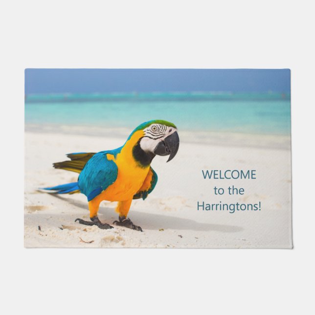Felpudo Personalizado texto Beach Parrot (Anverso)