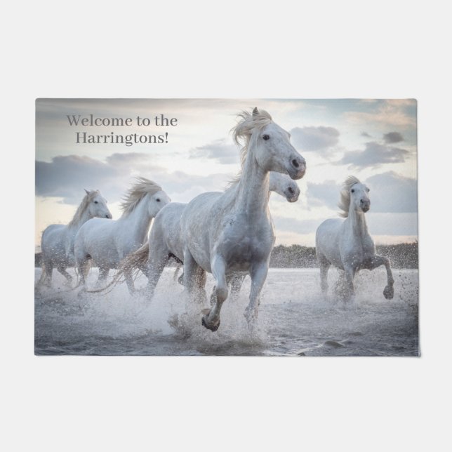 Felpudo Personalizado texto Caballos blancos (Anverso)
