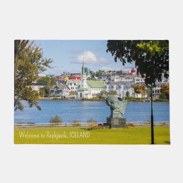 Felpudo Personalizado Texto Reykjavik, Islandia (Anverso)