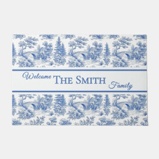Felpudo Personalizado Toile de Chinoiserie Vintage Azul Fr