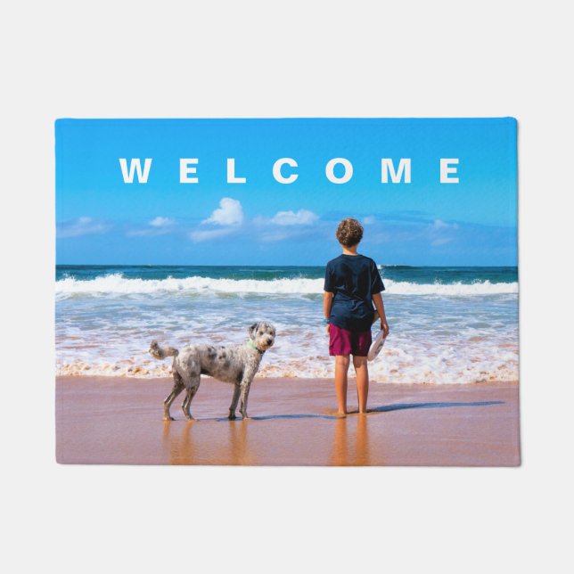 Felpudo Personalizado Tu Doormat De Fotos Texto De Bienven (Anverso)