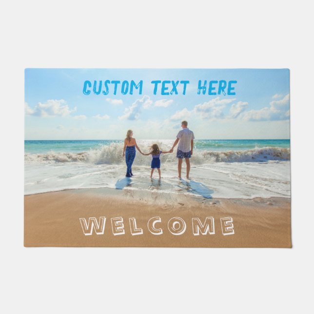 Felpudo Personalizado Tu foto y texto Doormat de bienvenid (Anverso)