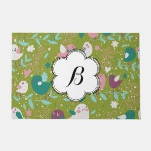 Felpudo Personalizado Whimsy Tweety Birds on Vines Garden