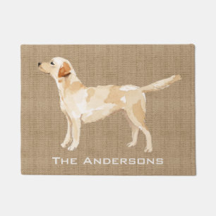 Felpudo Personalizado Yellow Lab Watercolor Silhouette Tan