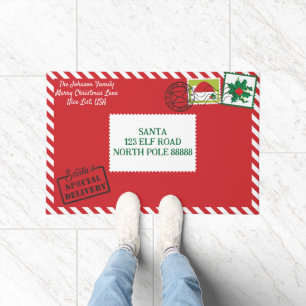 Felpudo Personalizar Navidades de letras rojas Santa