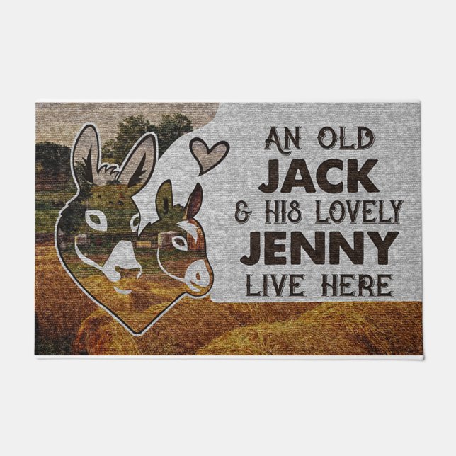 Felpudo Personalized Donkey Couple Old Jack Lovely Jenny  (Anverso)