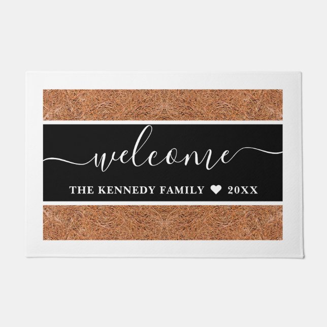 Felpudo Personalized Family Name Rustic Coir Welcome (Anverso)
