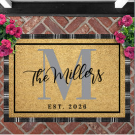 Felpudo Personalized Last Name Initial Est Year Coir Print