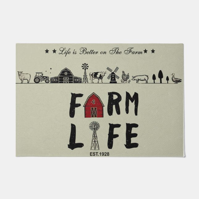 Felpudo Personalized Life Is Better On The Farm Doormat (Anverso)