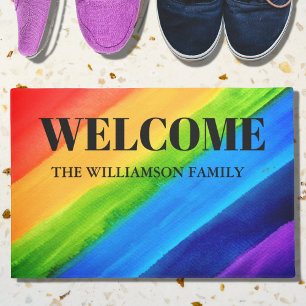 Felpudo Personalized Rainbow Welcome  Doormat