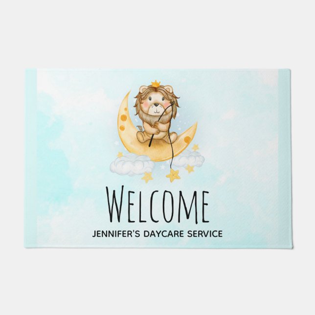 Felpudo Pesca de leones en la acuarela lunar (Anverso)